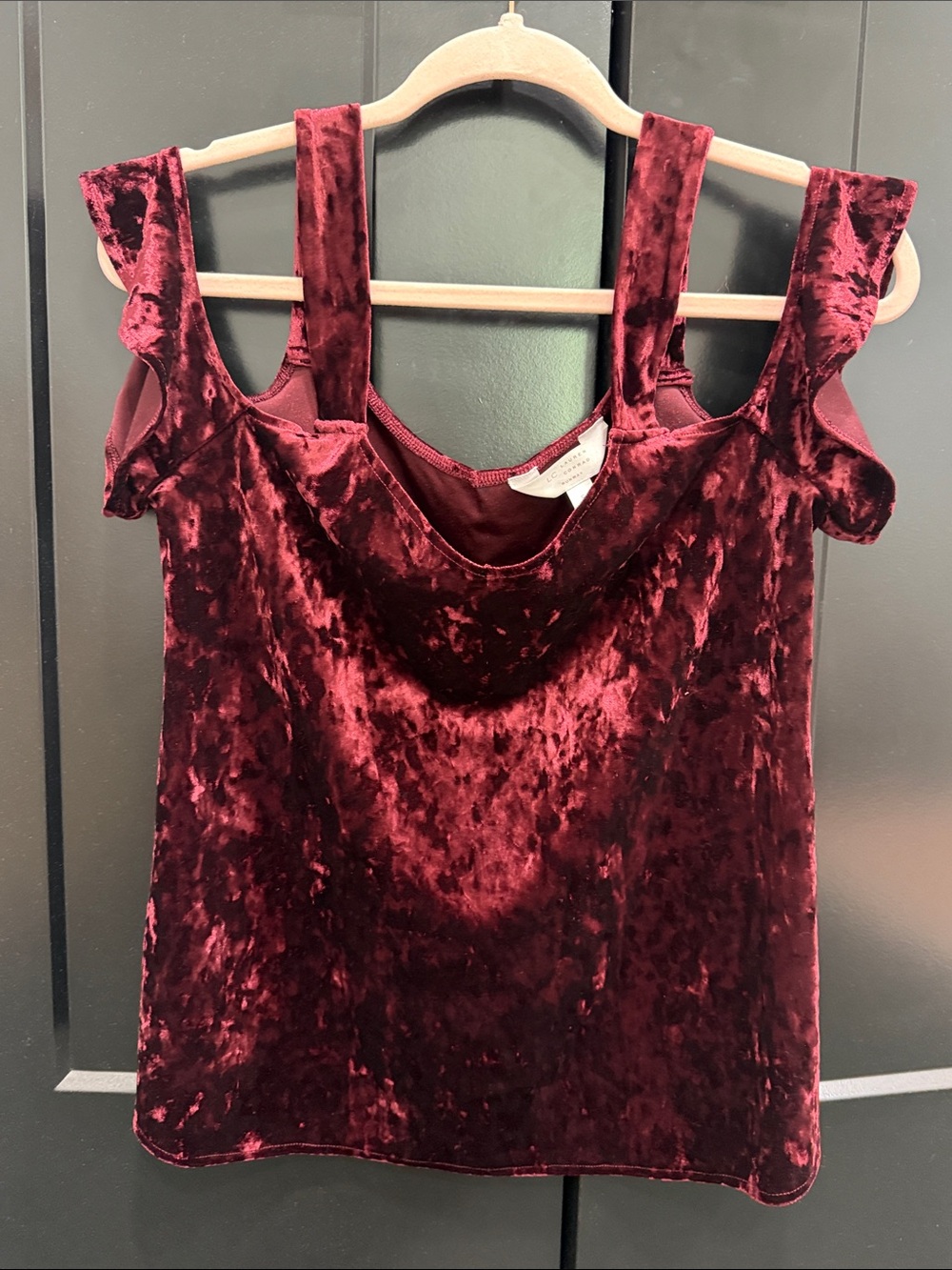 LC Lauren Conrad Wine Crushed Velvet Cold-Shoulder Tank